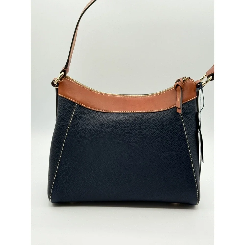 Dooney Bourke Midnight Blue Pebble Leather Large Raina Hobo Shoulder Bag Purse